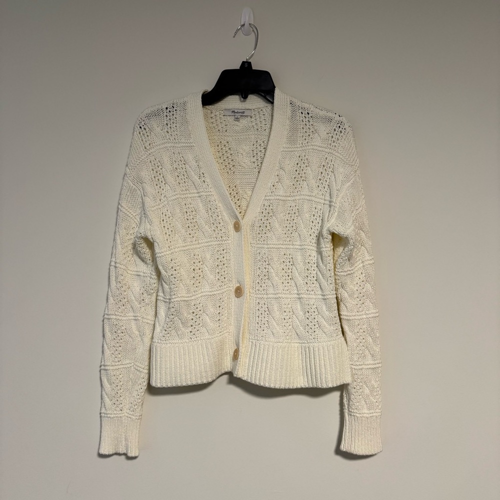 Madewell Knit Cream Button-Up Cardigan